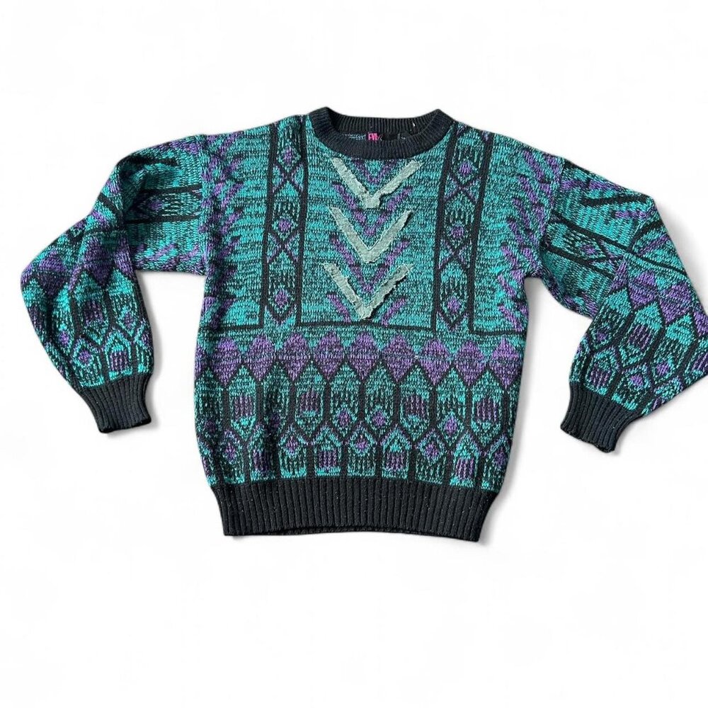 Vintage y2k 90s ski knit sweater   Size small    90s 80s skiing winter snow knit